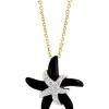 Best reviews of ⌛ 1/6 ct. t.w. Diamond and Onyx Starfish Pendant Necklace in 14K Yellow and White Gold by Effy® 👏
