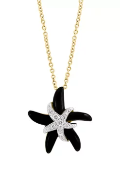 Best reviews of ⌛ 1/6 ct. t.w. Diamond and Onyx Starfish Pendant Necklace in 14K Yellow and White Gold by Effy® 👏 -Effy® Sales Shop Belk 5814