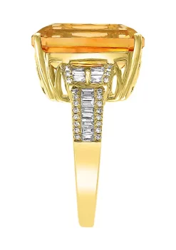 Promo 🧨 11.6 ct. t.w. Citrine and 1/2 ct. t.w. Diamond Ring in 14k Yellow Gold by Effy® 🔔 -Effy® Sales Shop Belk 582