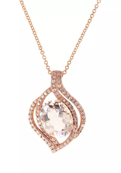 Best Sale 🛒 1/4 ct. t.w. Diamond and 2.47 ct. t.w. Morganite Pendant Necklace in 14K Rose Gold by Effy® 😍 1 Best Sale 🛒 1/4 ct. t.w. Diamond and 2.47 ct. t.w. Morganite Pendant Necklace in 14K Rose Gold by Effy® 😍