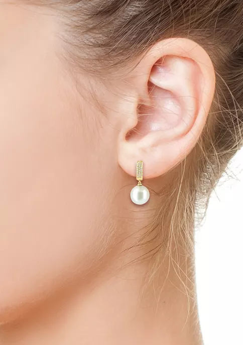 Best Sale ❤️ 3/8 ct. t.w. Diamond and 14.5 Millimeter Freshwater Pearl Earrings in 14K Yellow Gold by Effy® 🥰 3 Best Sale ❤️ 3/8 ct. t.w. Diamond and 14.5 Millimeter Freshwater Pearl Earrings in 14K Yellow Gold by Effy® 🥰 - Image 3