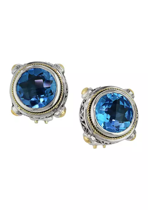 Budget ❤️ 925 Sterling Silver/18K Yellow Gold Blue Topaz Earrings by Effy® 🎉 2 Budget ❤️ 925 Sterling Silver/18K Yellow Gold Blue Topaz Earrings by Effy® 🎉 - Image 2