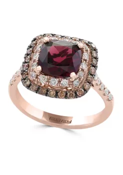 Cheap ❤️ 14K Rose Gold Diamond, Brown Diamond, and Rhodolite Ring by Effy® 🤩