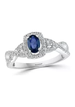 Buy 🎁 1/3 ct. t.w. Diamond and 1/2 ct. t.w. Sapphire Ring in 14k White Gold by Effy® 🎉