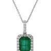Best deal 🌟 1/4 ct. t.w. Diamond and 1.42 ct. t.w. Emerald Pendant Necklace in 14K White Gold by Effy® 💯