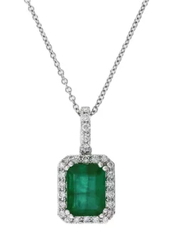 Best deal 🌟 1/4 ct. t.w. Diamond and 1.42 ct. t.w. Emerald Pendant Necklace in 14K White Gold by Effy® 💯