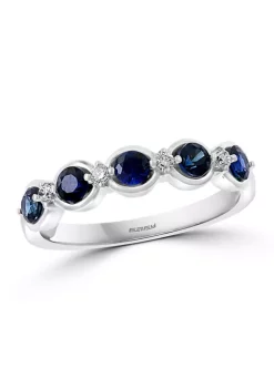Hot Sale ⌛ 1/10 ct. t.w. Diamond and 3/4 ct. t.w. Sapphire Ring in 14K White Gold by Effy® 👍
