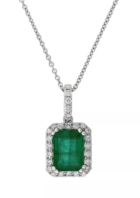 Best deal 🌟 1/4 ct. t.w. Diamond and 1.42 ct. t.w. Emerald Pendant Necklace in 14K White Gold by Effy® 💯 2 Best deal 🌟 1/4 ct. t.w. Diamond and 1.42 ct. t.w. Emerald Pendant Necklace in 14K White Gold by Effy® 💯 - Image 2