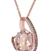 Promo 🔔 1/4 ct. t.w. Diamond and 3.15 ct. t.w. Morganite Pendant Necklace in 14K Rose Gold by Effy® 😉