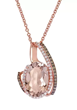 Promo 🔔 1/4 ct. t.w. Diamond and 3.15 ct. t.w. Morganite Pendant Necklace in 14K Rose Gold by Effy® 😉