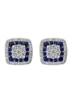 Top 10 🔔 1/2 ct. t.w. White Diamond and 5/8 ct. t.w. Blue Sapphire Earrings in14K White Gold by Effy® 😉