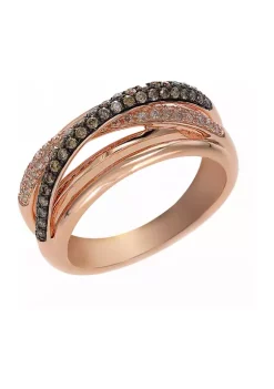 Best Sale 🔥 14K Rose Gold 1/2 ct. t.w. Diamond and Espresso Diamond Ring by Effy® ✔️