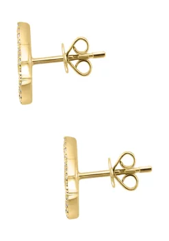 Deals 🎉 1/6 ct. t.w. Diamond and Turquoise Stud Earrings in 14K Yellow Gold by Effy® 🛒 -Effy® Sales Shop Belk 5975