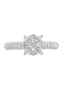 Hot Sale 🌟 9/10 ct. t.w. Diamond Cluster Ring in 14K White Gold by Effy® ⭐ -Effy® Sales Shop Belk 5991