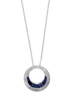 Wholesale 👍 1/4 ct. t.w. Diamond and 1/3 ct. t.w. Sapphire Pendant Necklace in 14K White Gold by Effy® ✨