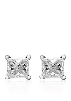 Cheap 🥰 1/4 ct. t.w. Princess Cut Diamond Stud Earrings in 14K White Gold by Effy® 😍