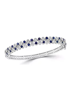 Deals 😍 Diamond and Natural Sapphire Bangle Bracelet in Sterling Silver by Effy® 🔥