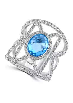 Buy ❤️ 14K White Gold Diamond and Blue Topaz Ring by Effy® 😀