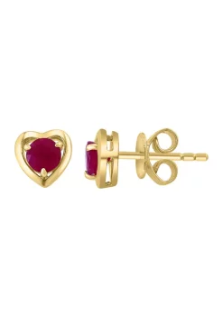 Flash Sale 👏 925 Gold Plated Silver Ruby Heart Earrings by Effy® 😀