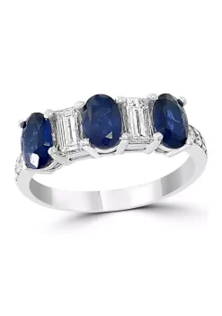 Best Pirce 🎉 3/8 ct. t.w. Diamond and 1.71 ct. t.w. Sapphire Ring in 14K White Gold by Effy® 😉