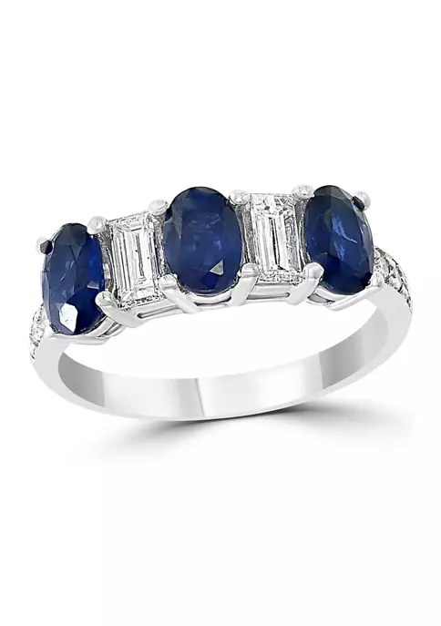 Best Pirce 🎉 3/8 ct. t.w. Diamond and 1.71 ct. t.w. Sapphire Ring in 14K White Gold by Effy® 😉 1 Best Pirce 🎉 3/8 ct. t.w. Diamond and 1.71 ct. t.w. Sapphire Ring in 14K White Gold by Effy® 😉