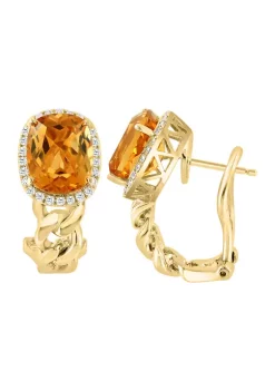 Coupon 🔔 1/4 ct. t.w. Diamond and 6.85 ct. t.w. Citrine Hoop Earrings in 14K Yellow Gold by Effy® 😍