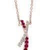 Coupon ⌛ 1/10 ct. t.w. Diamond and 1/10 ct. t.w. Ruby Pendant Necklace in 14K Rose Gold by Effy® 🛒