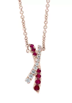 Coupon ⌛ 1/10 ct. t.w. Diamond and 1/10 ct. t.w. Ruby Pendant Necklace in 14K Rose Gold by Effy® 🛒 -Effy® Sales Shop Belk 6065