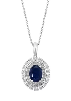 Best reviews of 😀 Diamond and Natural Sapphire Pendant Necklace in 14K White Gold by Effy® ✔️ -Effy® Sales Shop Belk 6068
