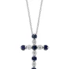 Buy 👍 1/10 ct. t.w. Diamond and 3/5 ct. t.w. Sapphire Pendant Necklace in 14K White Gold by Effy® 🥰