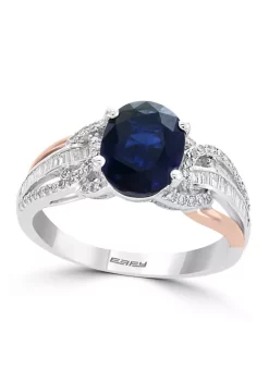 Flash Sale 🔔 14K White & Rose Gold 1/3 ct. t.w. Diamond and 1.9 ct. t.w. Natural Sapphire Ring by Effy® 🤩