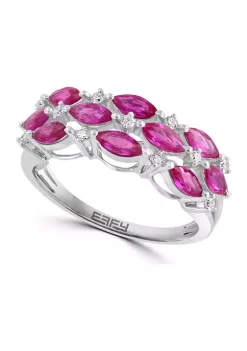 Budget 🌟 1/8 ct. t.w. Diamond and Ruby Ring in 14K White Gold by Effy® 😉 -Effy® Sales Shop Belk 6109