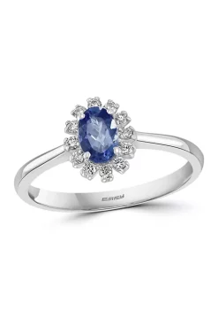 Outlet ❤️ 1/8 ct. t.w. Diamond and 3/8 ct. t.w. Tanzanite Ring in 14K White Gold by Effy® 🔥