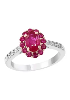 Buy 😍 1/4 ct. t.w. Diamond and 1.33 ct. t.w. Ruby Oval Ring in 14k Two-Tone Gold by Effy® 🔥