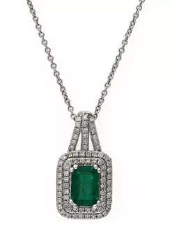 Best reviews of 🔥 1/3 ct. t.w. Diamond and 1 ct. t.w. Emerald Pendant Necklace in 14K White Gold by Effy® 🥰