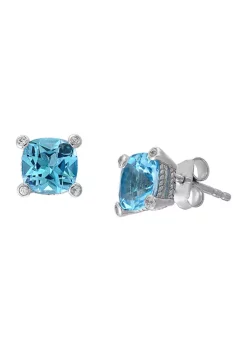 Coupon 🛒 Sterling Silver Blue Topaz and White Sapphire Earrings by Effy® 🌟