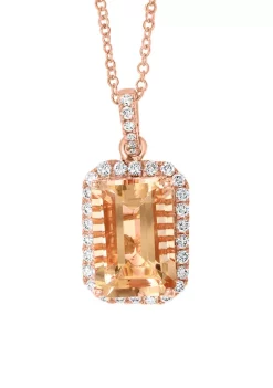 Deals 🛒 1/3 ct. t.w. Diamond and 3.85 ct. t.w. Morganite Pendant Necklace in 14K Rose Gold by Effy® ⌛ -Effy® Sales Shop Belk 6158