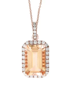 Deals 🛒 1/3 ct. t.w. Diamond and 3.85 ct. t.w. Morganite Pendant Necklace in 14K Rose Gold by Effy® ⌛ -Effy® Sales Shop Belk 6161