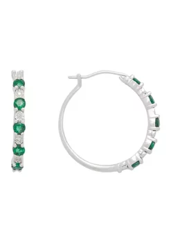 Best deal ✨ 1/10 ct. t.w. Diamond and 5/8 ct. t.w. Emerald Hoop Earrings in 14K White Gold by Effy® 🥰