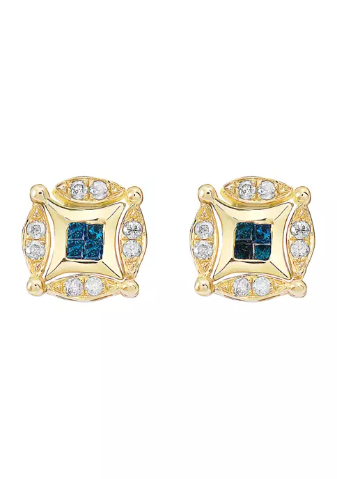 Best deal 😀 1/2 ct. t.w. White and Blue Diamond Diversa Earrings in 14K Yellow Gold by Effy® 🥰 1 Best deal 😀 1/2 ct. t.w. White and Blue Diamond Diversa Earrings in 14K Yellow Gold by Effy® 🥰