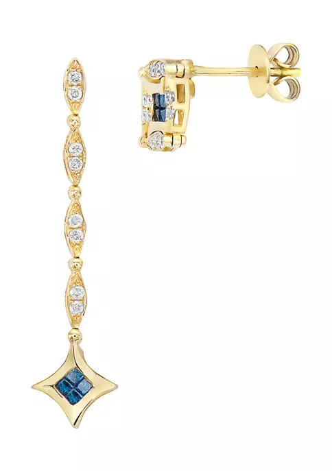 Best deal 😀 1/2 ct. t.w. White and Blue Diamond Diversa Earrings in 14K Yellow Gold by Effy® 🥰 2 Best deal 😀 1/2 ct. t.w. White and Blue Diamond Diversa Earrings in 14K Yellow Gold by Effy® 🥰 - Image 2
