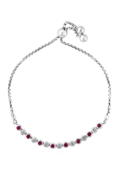Coupon 🔥 1/4 ct. t.w. Diamond and 1/2 ct. t.w. Ruby Bracelet in 14K White Gold by Effy® 🛒