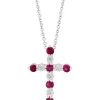 Hot Sale ⭐ Diamond and Natural Ruby Pendant Necklace in Sterling Silver by Effy® 😀