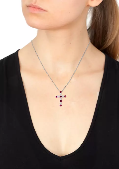 Hot Sale ⭐ Diamond and Natural Ruby Pendant Necklace in Sterling Silver by Effy® 😀 3 Hot Sale ⭐ Diamond and Natural Ruby Pendant Necklace in Sterling Silver by Effy® 😀 - Image 3