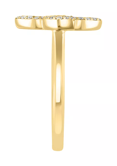 Outlet 🧨 1/10 ct. t.w. Diamond and Turquoise 4 Point Ring in 14K Yellow Gold by Effy® ✨ 3 Outlet 🧨 1/10 ct. t.w. Diamond and Turquoise 4 Point Ring in 14K Yellow Gold by Effy® ✨ - Image 3