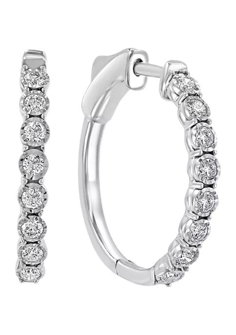 Promo 🛒 3/8 ct. t.w. Diamond Hoop Earrings in 14k White Gold by Effy® 👏 4 Promo 🛒 3/8 ct. t.w. Diamond Hoop Earrings in 14k White Gold by Effy® 👏 - Image 4