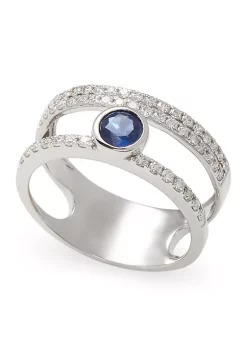 Wholesale 🧨 1/2 ct. t.w. Diamond and 1/2 ct. t.w. Sapphire Ring in 14K White Gold by Effy® 🔔