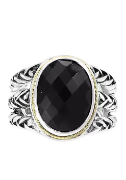 Top 10 💯 Oval Cut Onyx Ring in Sterling Silver & 18K Yellow Gold by Effy® 💯 -Effy® Sales Shop Belk 630