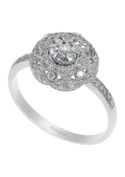 Budget 🛒 14k White Gold 1/3 ct. t.w. Diamond Cluster Ring by Effy® 🛒