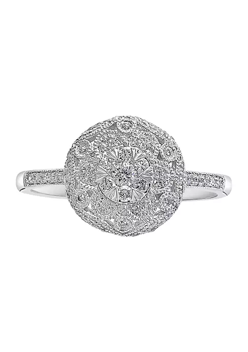 Budget 🛒 14k White Gold 1/3 ct. t.w. Diamond Cluster Ring by Effy® 🛒 2 Budget 🛒 14k White Gold 1/3 ct. t.w. Diamond Cluster Ring by Effy® 🛒 - Image 2